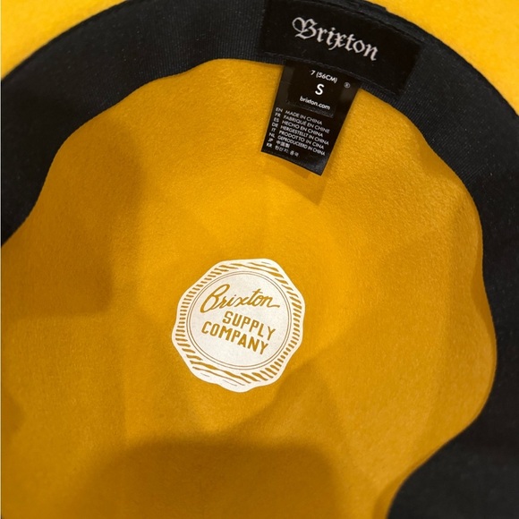 NWOT Brixton Piper Wide-Brim Wool Felt Hat in Mustard Yellow Sz S/56 - Picture 4 of 5